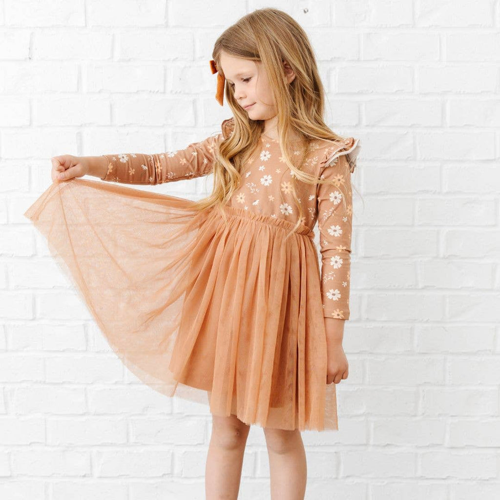 Ditsy Fall Floral Long Sleeve Tutu Dress