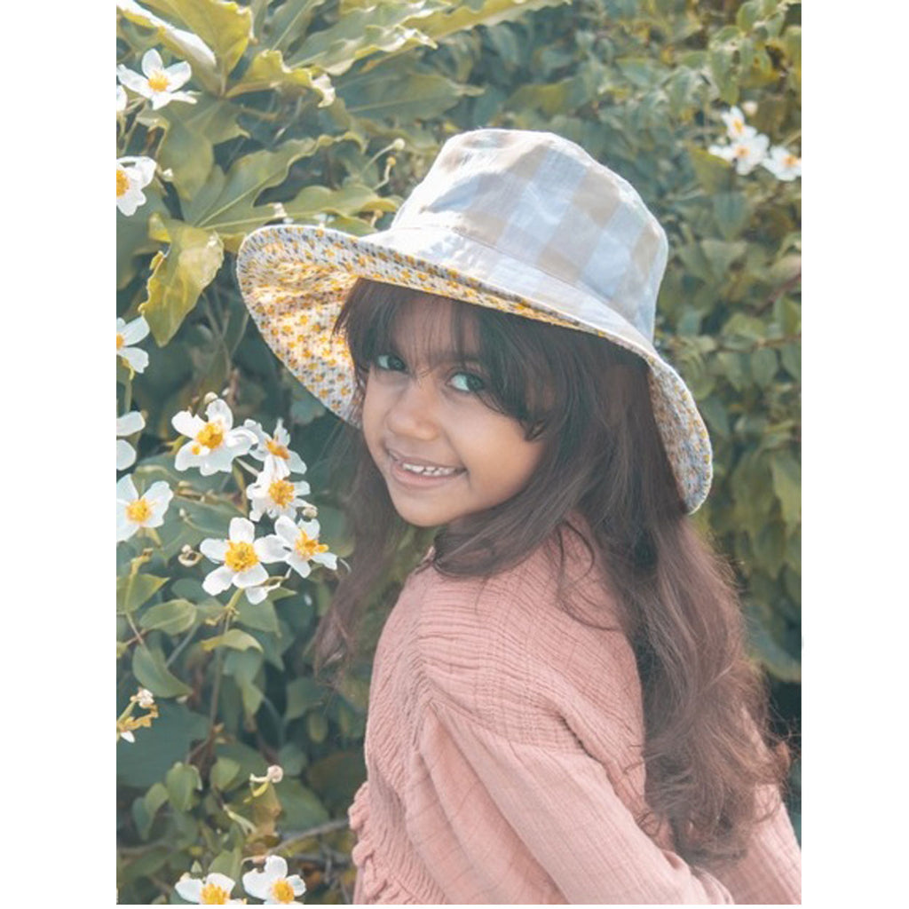 Ditsy Gingham Reversible Sun Hat-SUN HATS-Rockahula Kids-Joannas Cuties