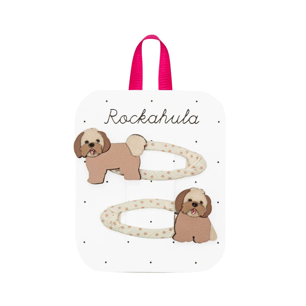 Rockahula hair accessories with dogs on a white background