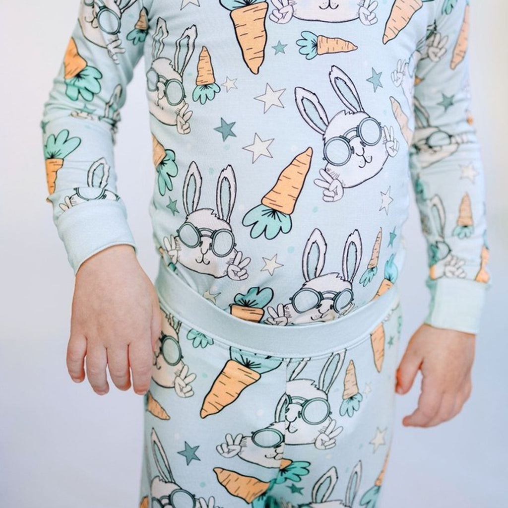 Easter Bamboo Two Piece Set - Rad Rabbit-SLEEPWEAR-Lucky Panda Kids-Joannas Cuties