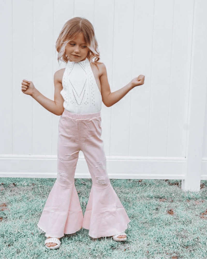 Barbie Denim Bell Bottoms - Distressed Pink