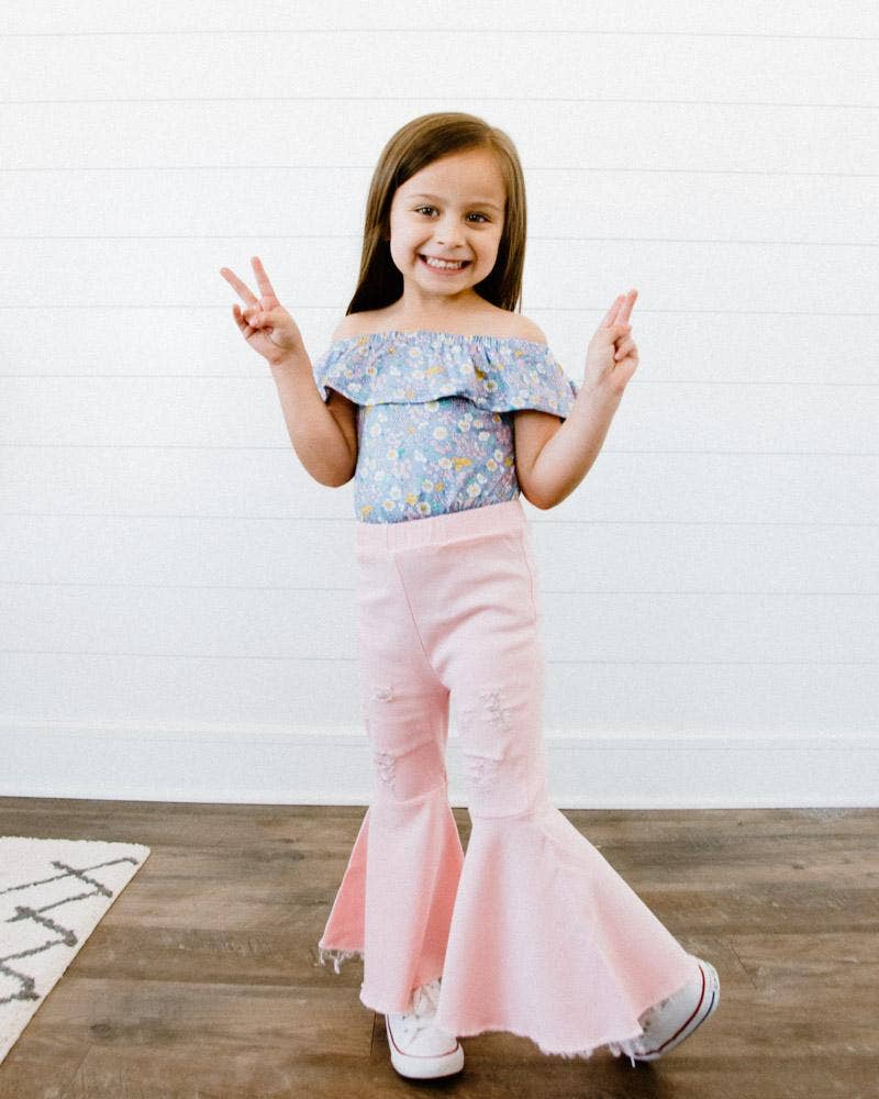 Barbie Denim Bell Bottoms - Distressed Pink