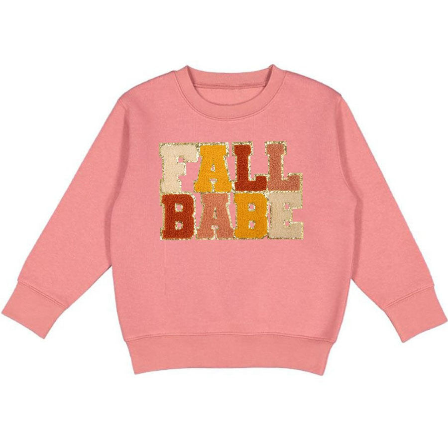 Fall Babe Patch Sweatshirt - Dusty Rose-SWEATSHIRTS & HOODIES-Sweet Wink-Joannas Cuties