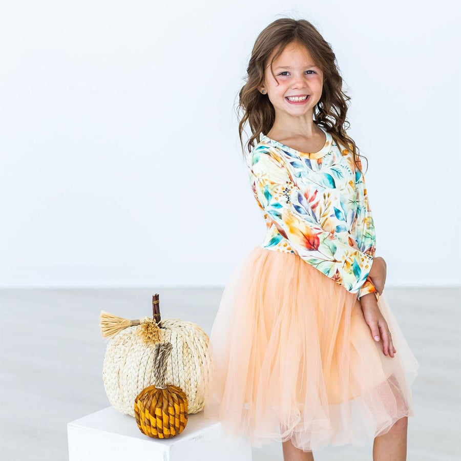 Fall Watercolors Long Sleeve Tutu Dress-DRESSES & SKIRTS-Mila & Rose-Joannas Cuties
