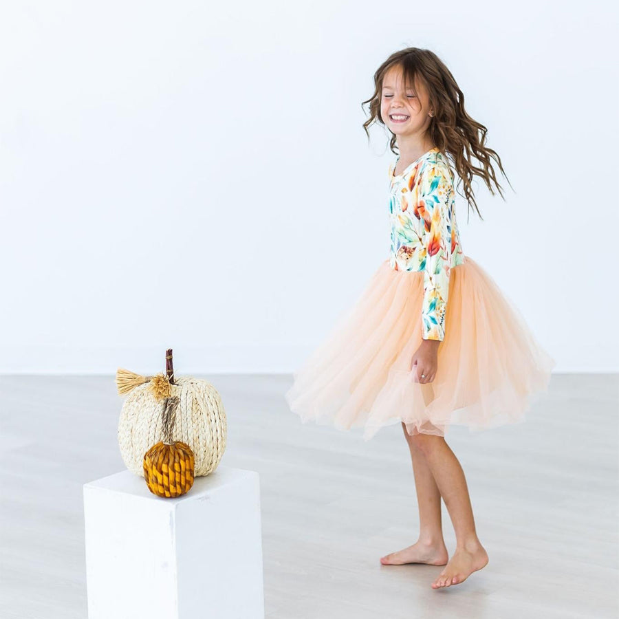 Fall Watercolors Long Sleeve Tutu Dress-DRESSES & SKIRTS-Mila & Rose-Joannas Cuties