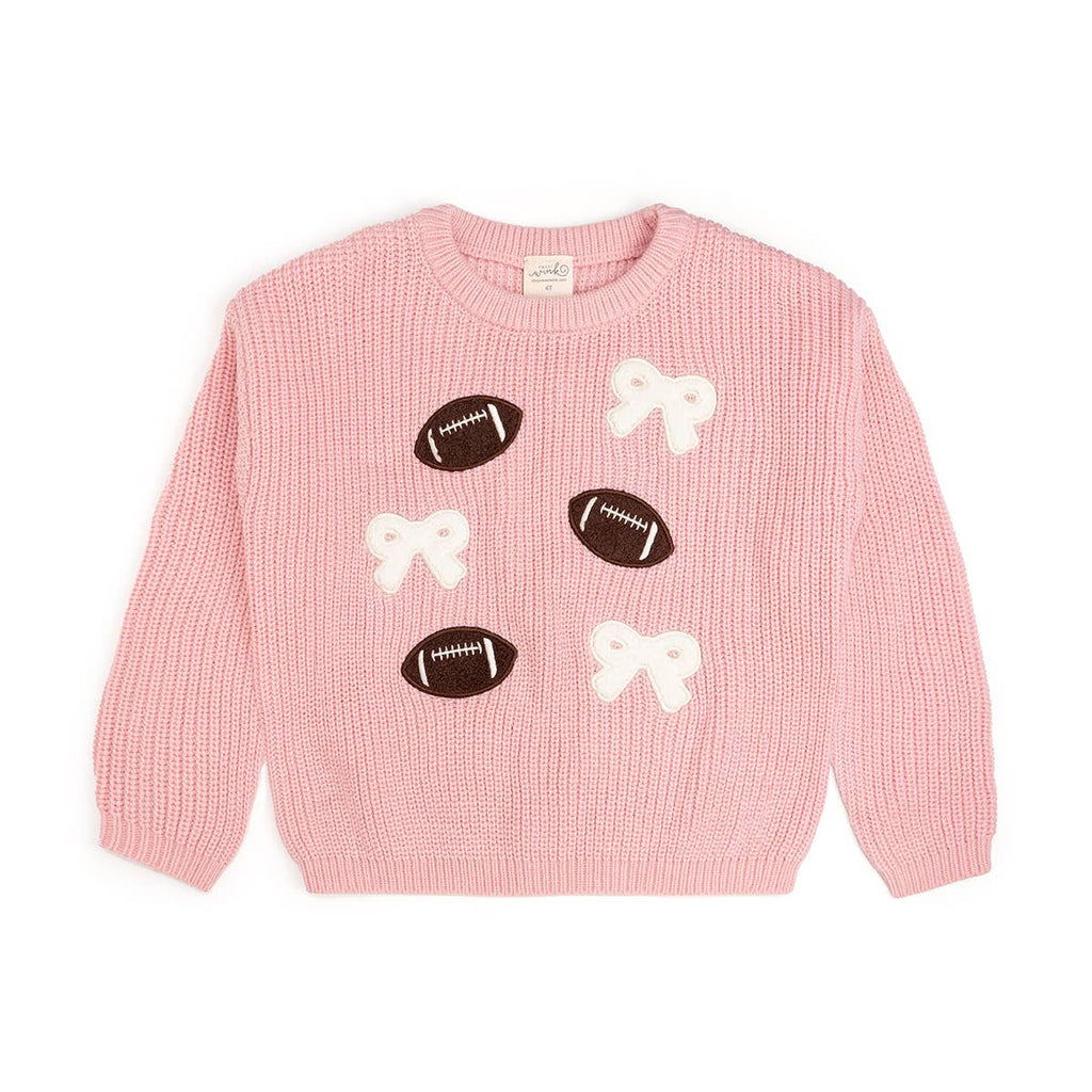 Football Bows Patch Knit Sweater