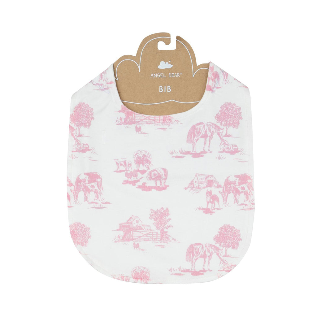 Feeding Bib - Farm Toile Pink