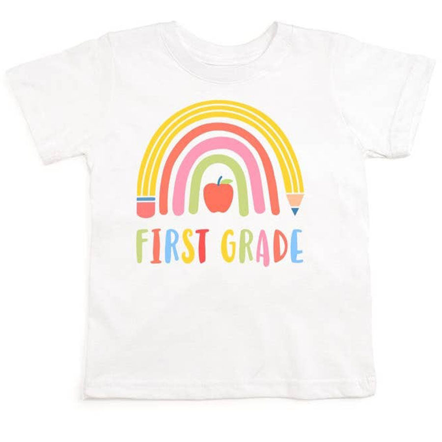 First Grade Pencil Rainbow Shirt-TOPS-Sweet Wink-Joannas Cuties