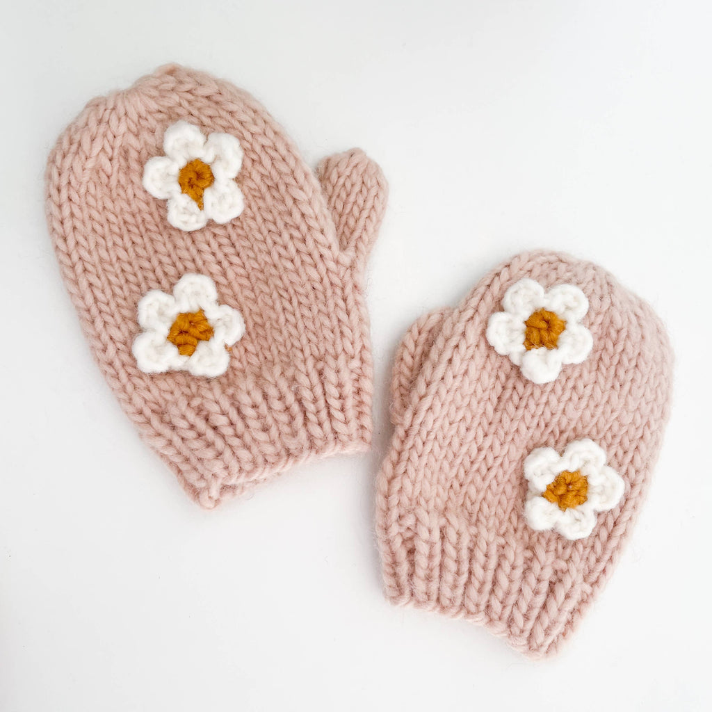 Flower Mittens Blush - Kids and Baby Mitts