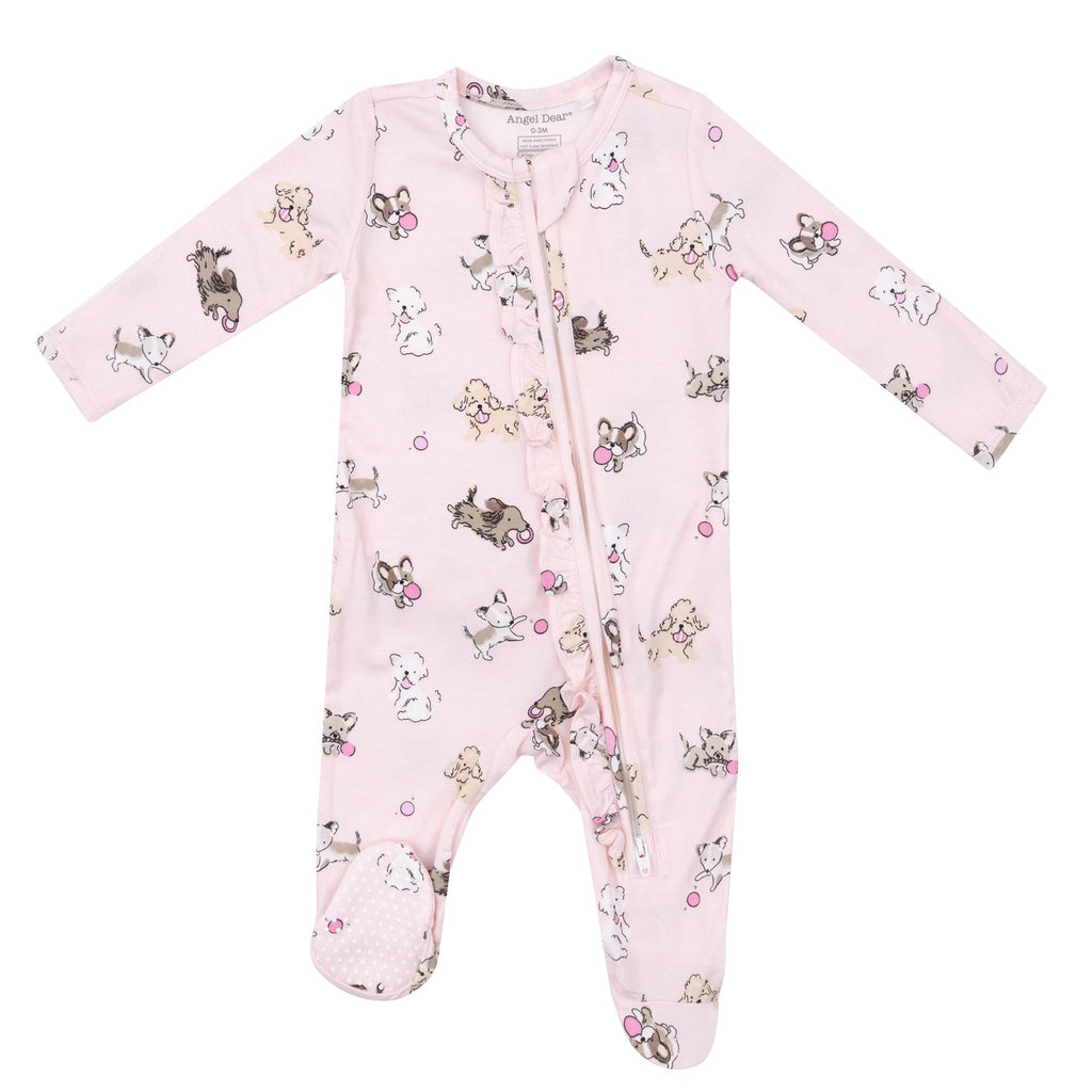 Fluffy Puppies - 2 Way Ruffle Zipper Footie