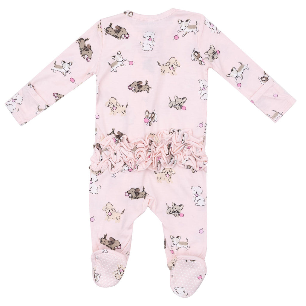 Fluffy Puppies - 2 Way Ruffle Zipper Footie