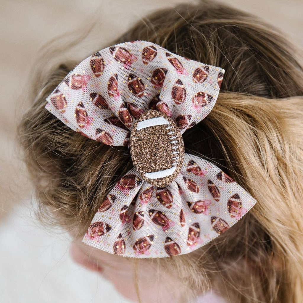 Football Cutie Tulle Bow Clip
