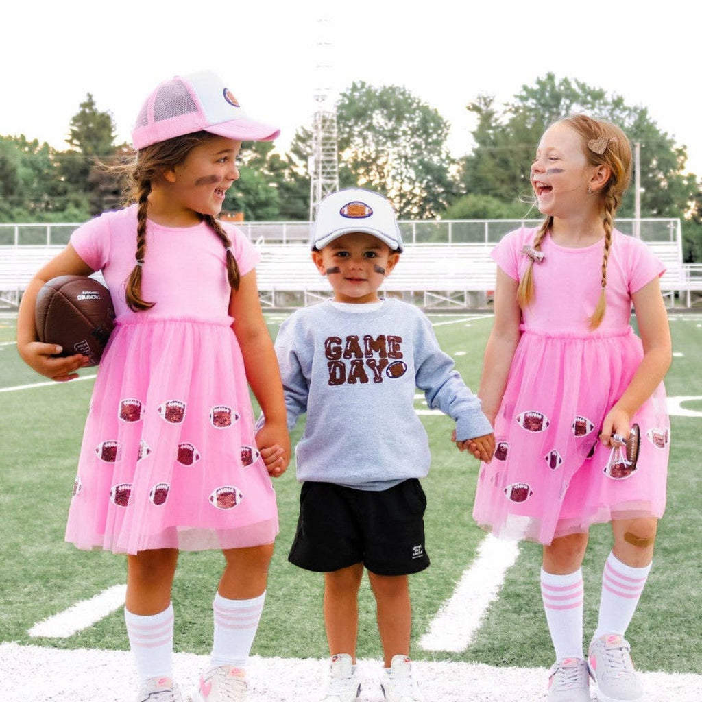 Football Sequin Short Sleeve Tutu Dress - Game Day Kids