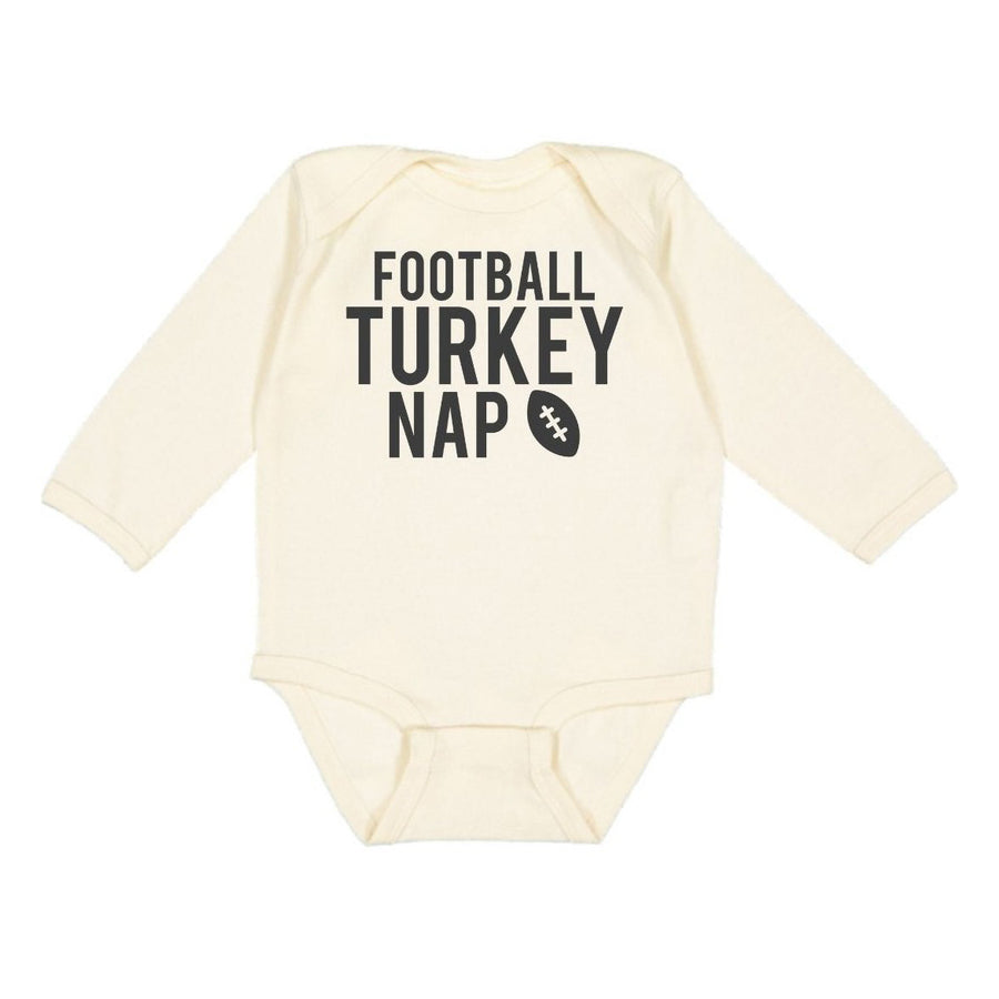 Football Turkey Nap Thanksgiving Long Sleeve Bodysuit-BODYSUITS-Sweet Wink-Joannas Cuties