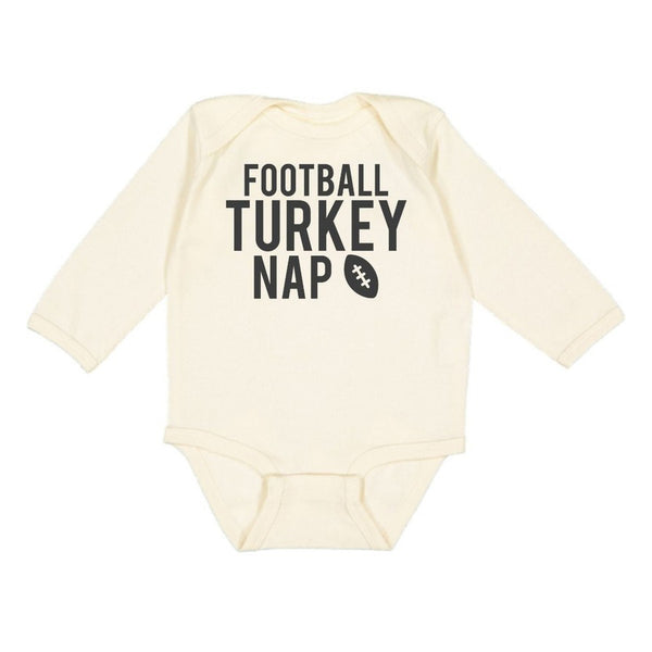 Football Turkey Nap Thanksgiving Long Sleeve Bodysuit