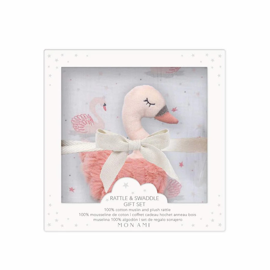 French Swan Blanket And Rattle Gift Set-GIFTS-Mon Ami-Joannas Cuties