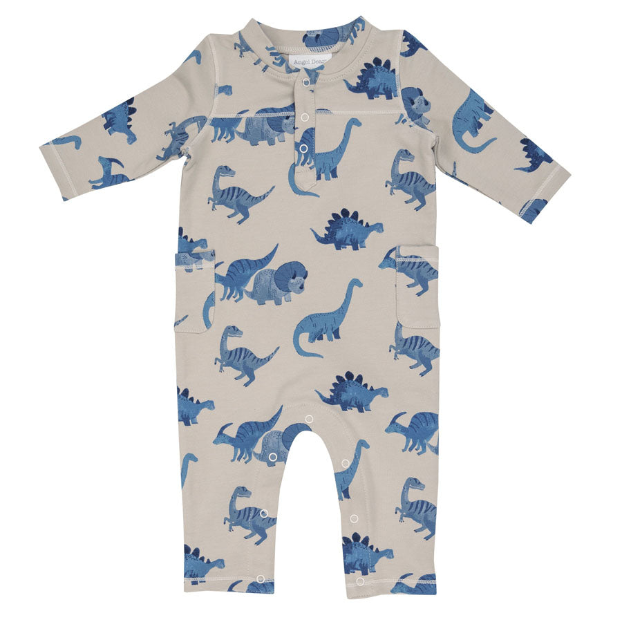 French Terry Romper - Dino French Terry-OVERALLS & ROMPERS-Angel Dear-Joannas Cuties