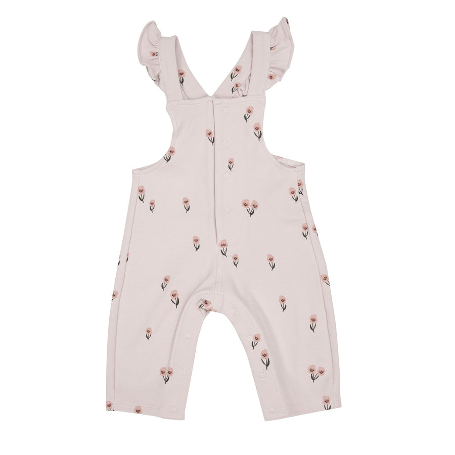 Front Snap Ruffle Overall - Pretty Pink Floral-OVERALLS & ROMPERS-Angel Dear-Joannas Cuties