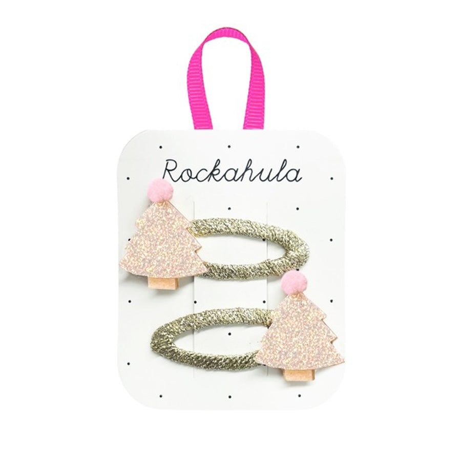 Frosted Shimmer Xmas Tree Clips-HAIR CLIPS-Rockahula Kids-Joannas Cuties