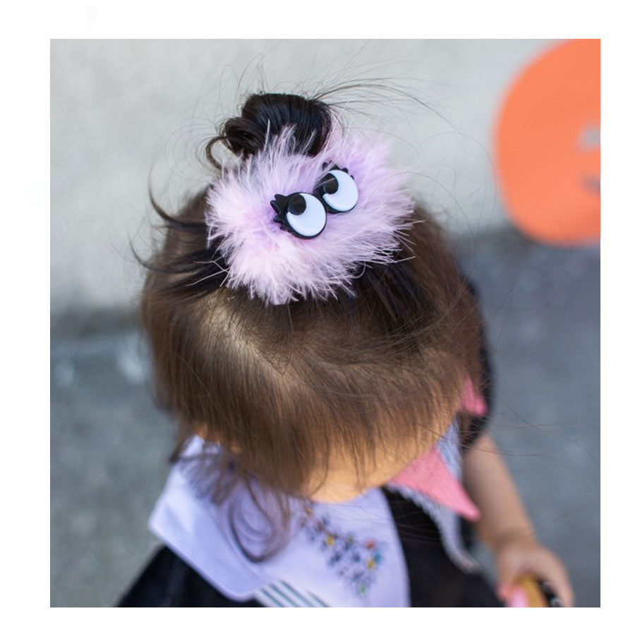 Fuzzy Monster Pinkwhite Bowtie Blackdot Alligator Clip-HAIR CLIPS-Lilies & Roses-Joannas Cuties