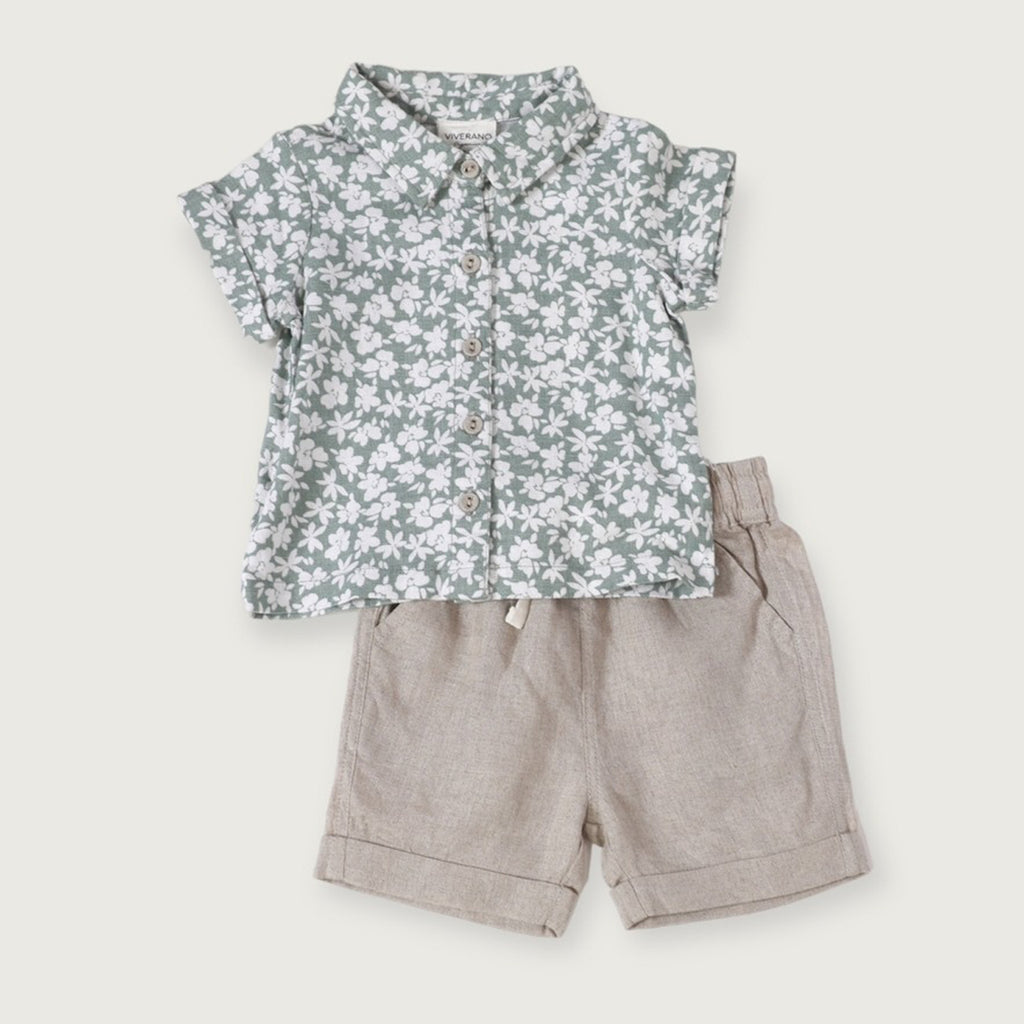 Gabriel Baby Floral Linen Shirt & Shorts Set