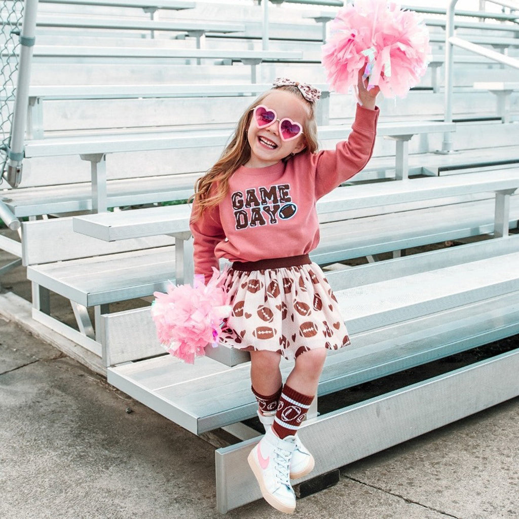 Football Love Tulle Bow Clip