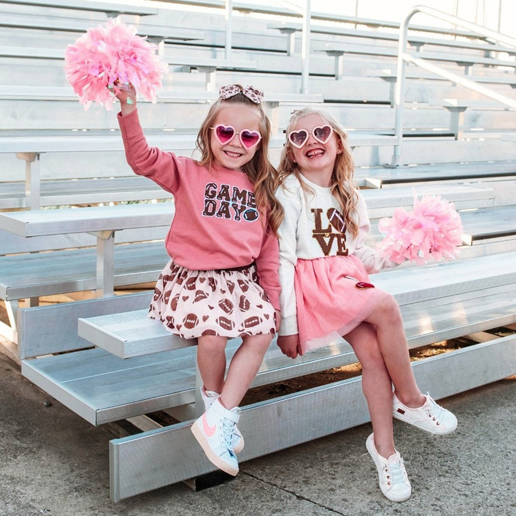 Football Love Tulle Bow Clip