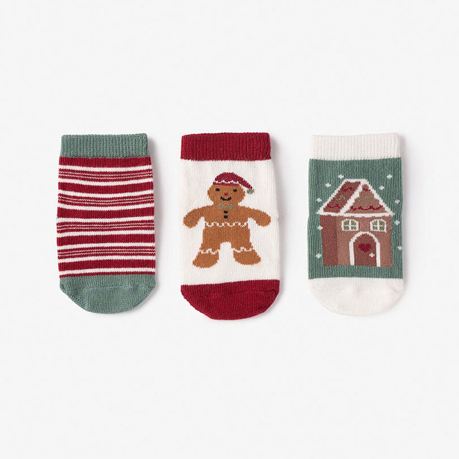 Gingerbread Christmas Socks - 3pk-SOCKS, TIGHTS & LEG WARMERS-Elegant Baby-Joannas Cuties