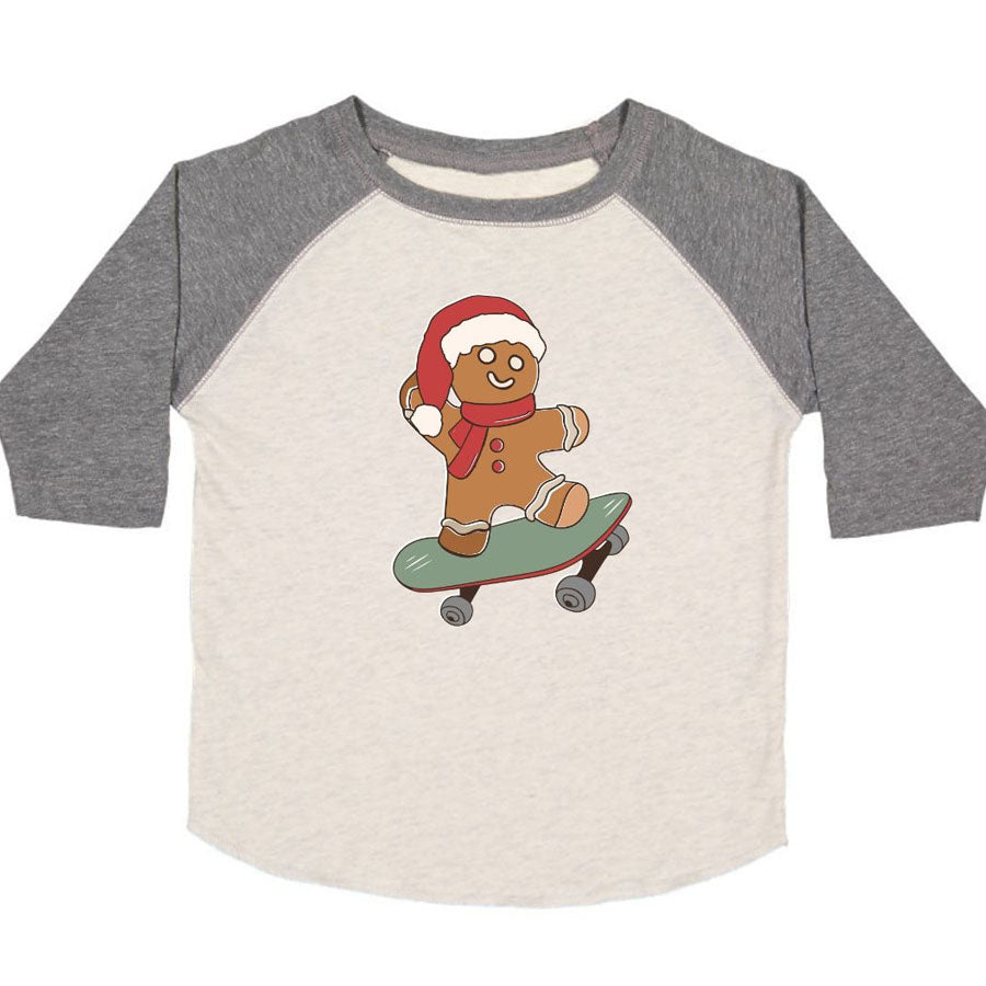 Gingerbread Skater Boy Christmas 3/4 Shirt-TOPS-Sweet Wink-Joannas Cuties