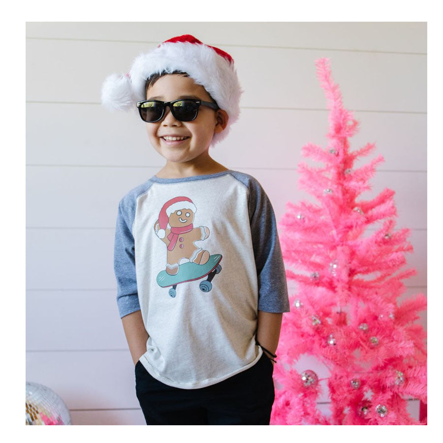 Gingerbread Skater Boy Christmas 3/4 Shirt-TOPS-Sweet Wink-Joannas Cuties