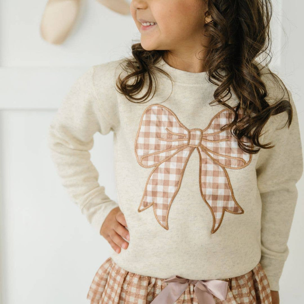 Gingham Bow Patch Sweatshirt