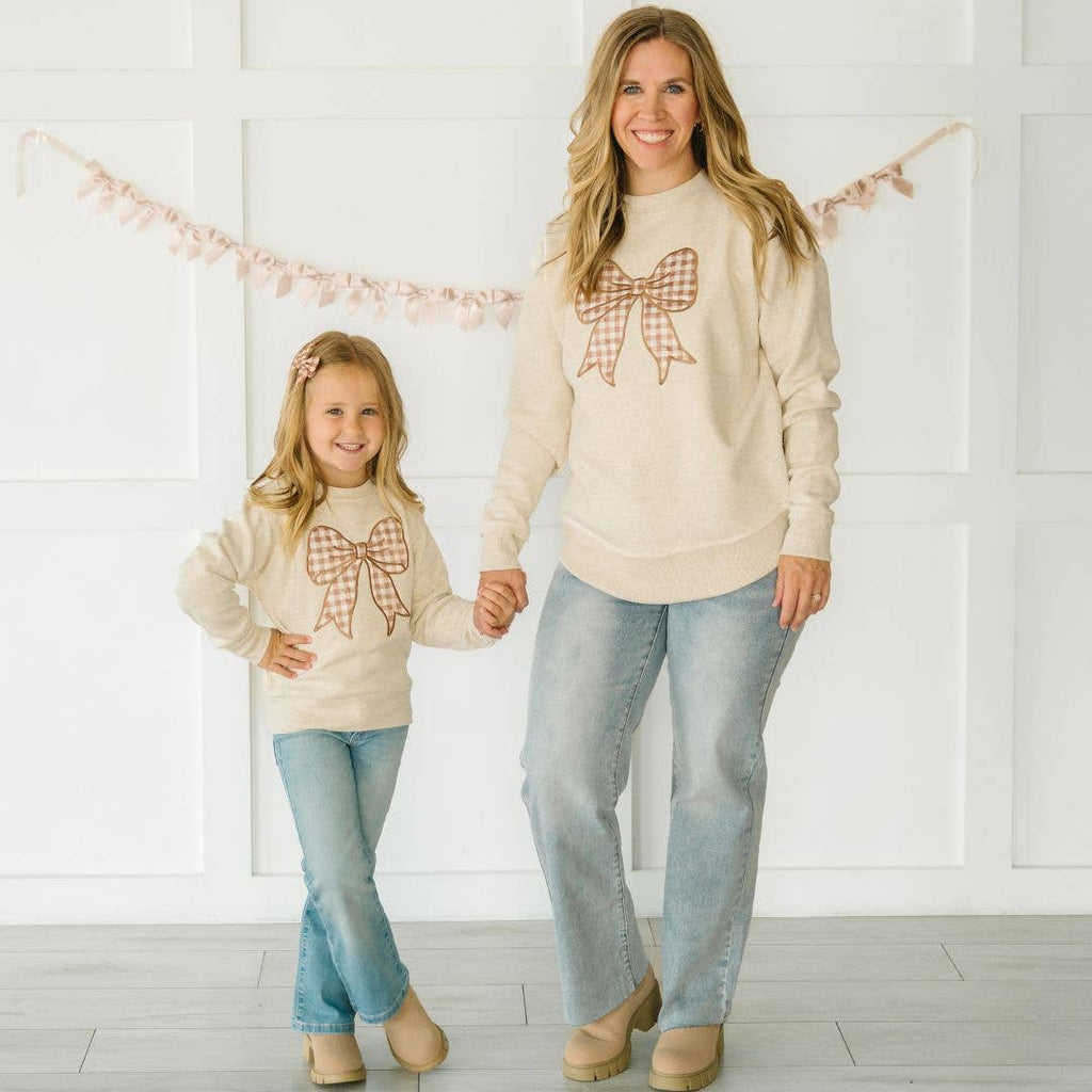 Gingham Bow Patch Sweatshirt