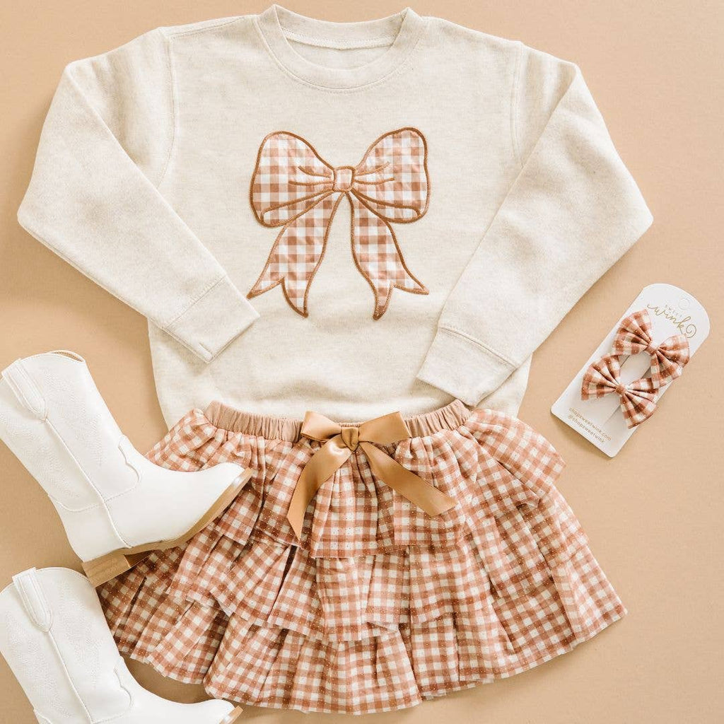 Gingham Bow Patch Sweatshirt