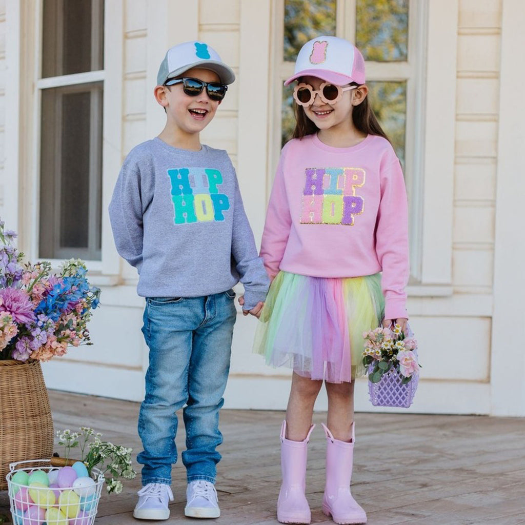 Girl Bunny Patch Hat - Kids Easter Trucker Hat-SUN HATS-Sweet Wink-Joannas Cuties