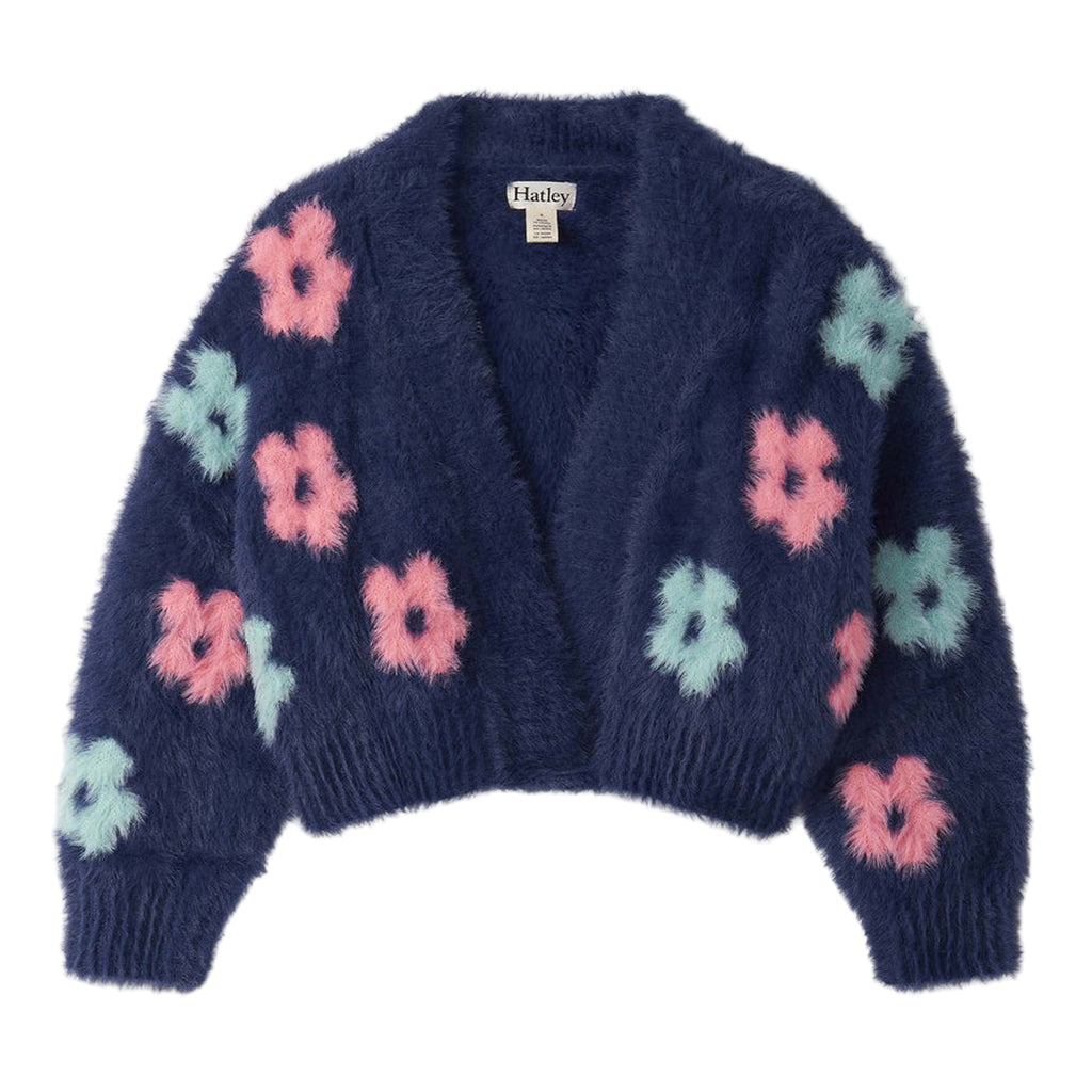 Girls Big Flowers Open Cardigan