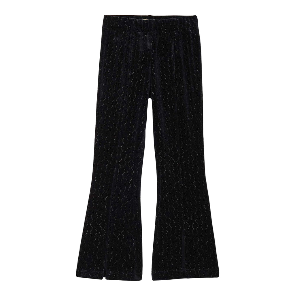 Black patterned pants on a white background