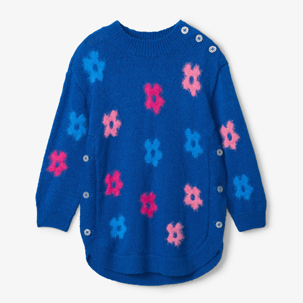 Girls Bold Flowers Sweater Tunic-DRESSES & SKIRTS-Hatley-Joannas Cuties
