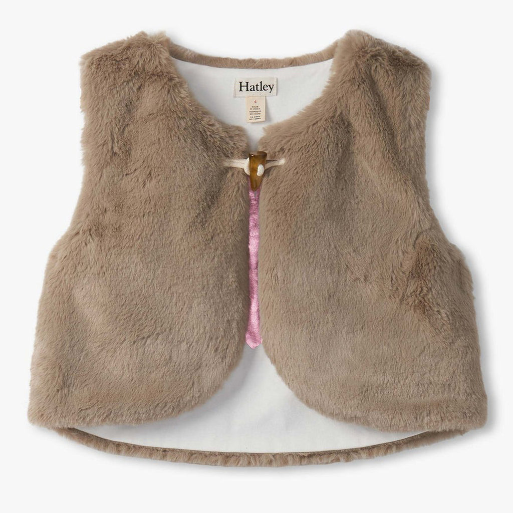 Girls Cropped Faux Fur Vest