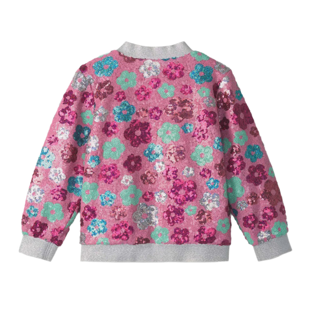 Girls Daisy Sequins Sequined Bomber Jacket