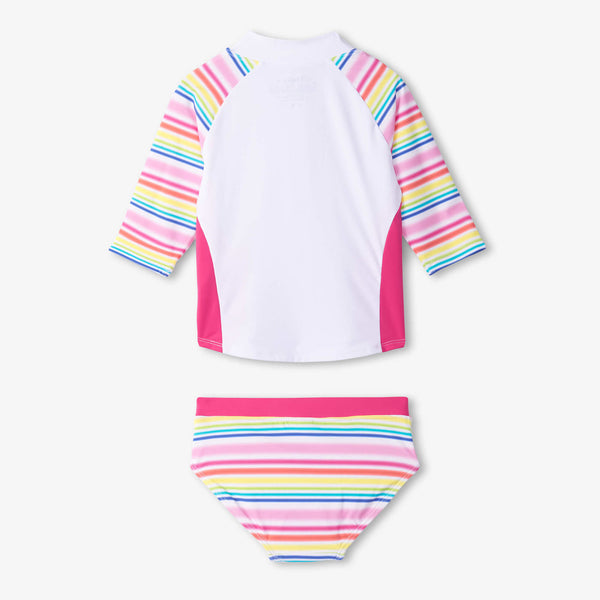 Girls Dazzling Stripes Two-Piece Rashguard Set