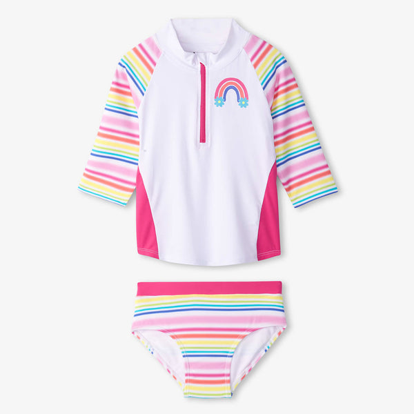 Girls Dazzling Stripes Two-Piece Rashguard Set