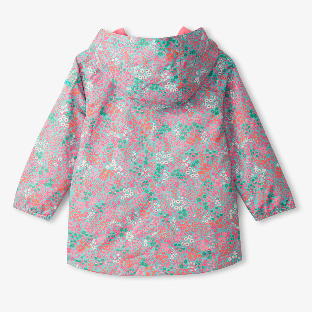 Girls Ditsy Floral Zip-Up Lightweight Rain Jacket