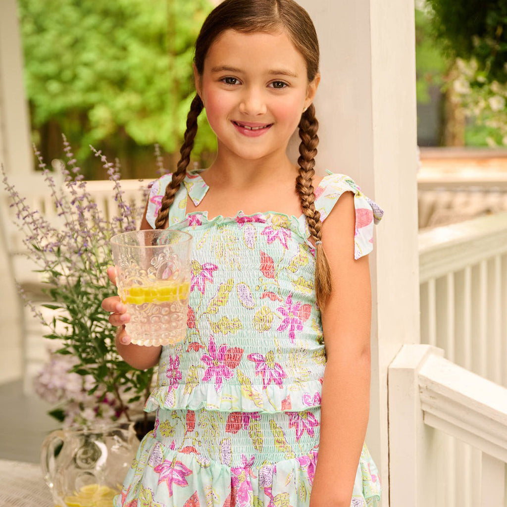 Girls Floral Smocked Angel Dress