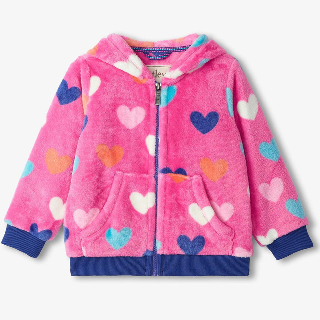 Girls Hearts Fleece Zip-Up Hoodie