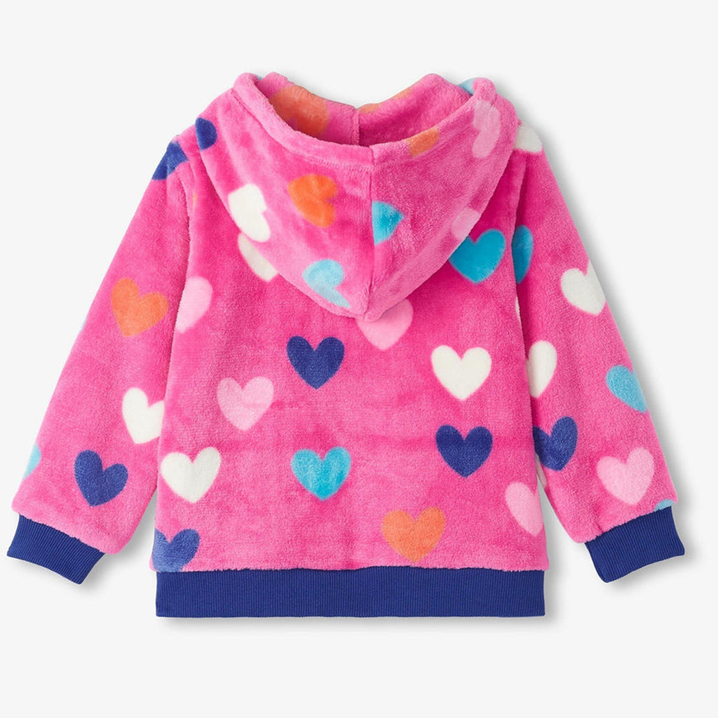 Girls Hearts Fleece Zip-Up Hoodie