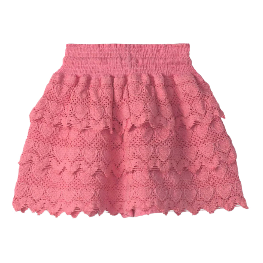 Girls Pink Hearts Floaty Skort