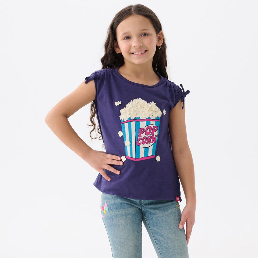 Girls Pop Corn Cinched Cinched Shoulder Top
