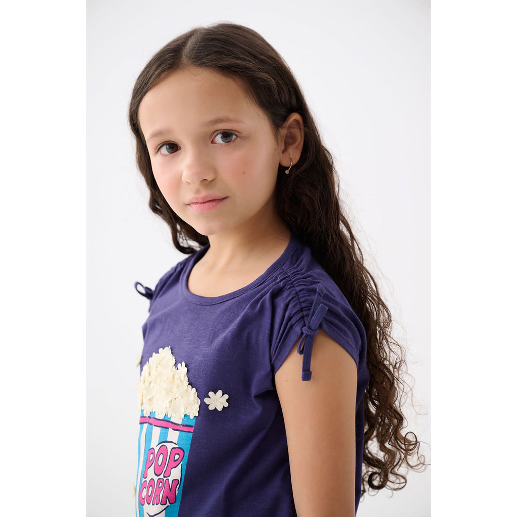 Girls Pop Corn Cinched Cinched Shoulder Top