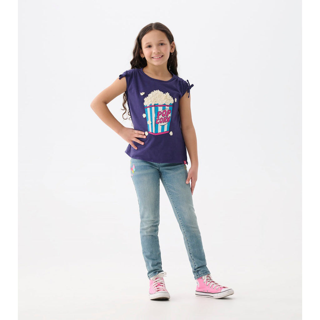 Girls Pop Corn Cinched Cinched Shoulder Top