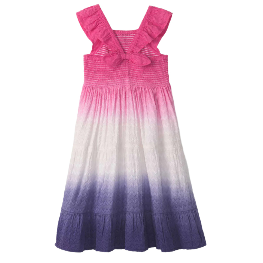 Girls Purple Dip Dye Smocked Dress